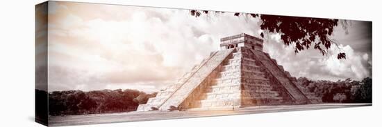 ¡Viva Mexico! Panoramic Collection - El Castillo Pyramid in Chichen Itza IX-Philippe Hugonnard-Stretched Canvas