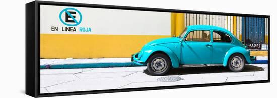 ¡Viva Mexico! Panoramic Collection - "En Linea Roja" Blue VW Beetle Car-Philippe Hugonnard-Framed Stretched Canvas