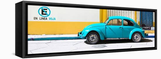 ¡Viva Mexico! Panoramic Collection - "En Linea Roja" Blue VW Beetle Car-Philippe Hugonnard-Framed Stretched Canvas