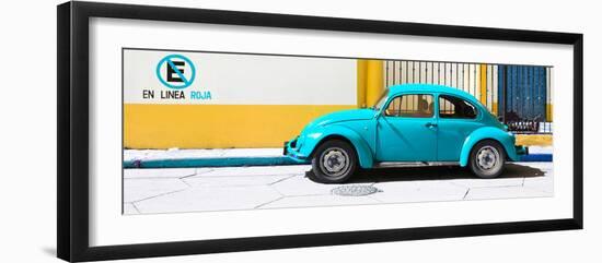 ¡Viva Mexico! Panoramic Collection - "En Linea Roja" Blue VW Beetle Car-Philippe Hugonnard-Framed Photographic Print