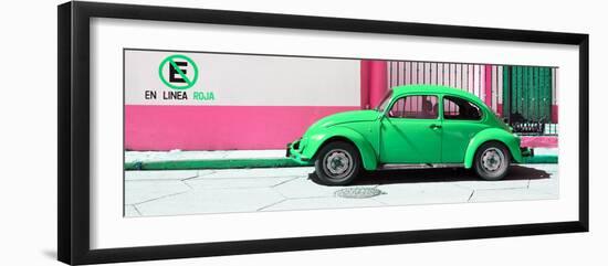 ¡Viva Mexico! Panoramic Collection - "En Linea Roja" Green VW Beetle Car-Philippe Hugonnard-Framed Photographic Print