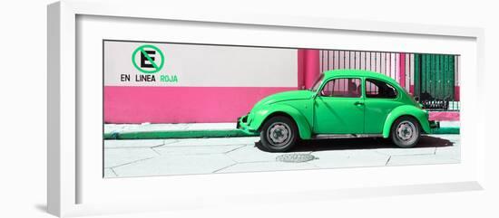 ¡Viva Mexico! Panoramic Collection - "En Linea Roja" Green VW Beetle Car-Philippe Hugonnard-Framed Photographic Print