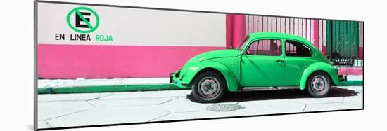 ¡Viva Mexico! Panoramic Collection - "En Linea Roja" Green VW Beetle Car-Philippe Hugonnard-Mounted Photographic Print