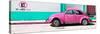 ¡Viva Mexico! Panoramic Collection - "En Linea Roja" Pink VW Beetle Car-Philippe Hugonnard-Stretched Canvas