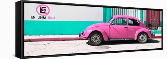 ¡Viva Mexico! Panoramic Collection - "En Linea Roja" Pink VW Beetle Car-Philippe Hugonnard-Framed Stretched Canvas