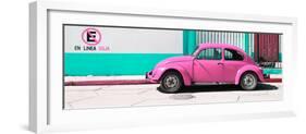 ¡Viva Mexico! Panoramic Collection - "En Linea Roja" Pink VW Beetle Car-Philippe Hugonnard-Framed Photographic Print