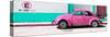 ¡Viva Mexico! Panoramic Collection - "En Linea Roja" Pink VW Beetle Car-Philippe Hugonnard-Stretched Canvas