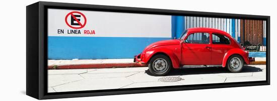 ¡Viva Mexico! Panoramic Collection - "En Linea Roja" Red VW Beetle Car-Philippe Hugonnard-Framed Stretched Canvas