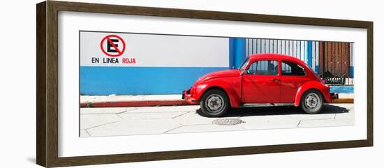 ¡Viva Mexico! Panoramic Collection - "En Linea Roja" Red VW Beetle Car-Philippe Hugonnard-Framed Photographic Print