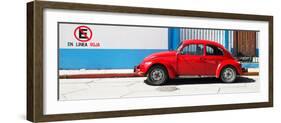 ¡Viva Mexico! Panoramic Collection - "En Linea Roja" Red VW Beetle Car-Philippe Hugonnard-Framed Photographic Print