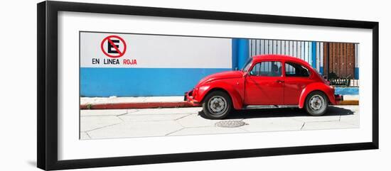 ¡Viva Mexico! Panoramic Collection - "En Linea Roja" Red VW Beetle Car-Philippe Hugonnard-Framed Photographic Print