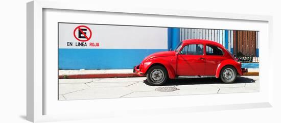 ¡Viva Mexico! Panoramic Collection - "En Linea Roja" Red VW Beetle Car-Philippe Hugonnard-Framed Photographic Print