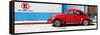 ¡Viva Mexico! Panoramic Collection - "En Linea Roja" Red VW Beetle Car-Philippe Hugonnard-Framed Stretched Canvas