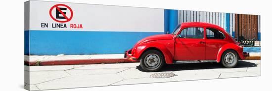 ¡Viva Mexico! Panoramic Collection - "En Linea Roja" Red VW Beetle Car-Philippe Hugonnard-Stretched Canvas