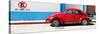 ¡Viva Mexico! Panoramic Collection - "En Linea Roja" Red VW Beetle Car-Philippe Hugonnard-Stretched Canvas