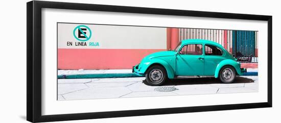 ¡Viva Mexico! Panoramic Collection - "En Linea Roja" Turquoise VW Beetle Car-Philippe Hugonnard-Framed Photographic Print