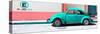 ¡Viva Mexico! Panoramic Collection - "En Linea Roja" Turquoise VW Beetle Car-Philippe Hugonnard-Stretched Canvas