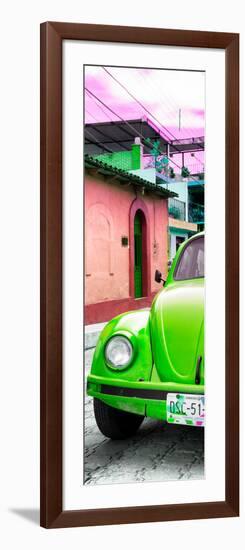 ¡Viva Mexico! Panoramic Collection - Green VW Beetle Car and Colorful Houses-Philippe Hugonnard-Framed Photographic Print