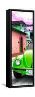 ¡Viva Mexico! Panoramic Collection - Green VW Beetle Car and Colorful Houses-Philippe Hugonnard-Framed Stretched Canvas