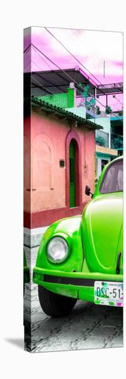 ¡Viva Mexico! Panoramic Collection - Green VW Beetle Car and Colorful Houses-Philippe Hugonnard-Stretched Canvas