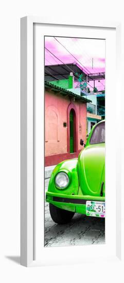 ¡Viva Mexico! Panoramic Collection - Green VW Beetle Car and Colorful Houses-Philippe Hugonnard-Framed Photographic Print