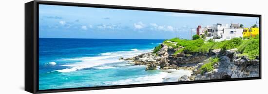 ¡Viva Mexico! Panoramic Collection - Isla Mujeres Coastline VI-Philippe Hugonnard-Framed Stretched Canvas