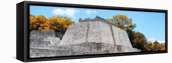 ¡Viva Mexico! Panoramic Collection - Maya Archaeological Site with Fall Colors - Edzna-Philippe Hugonnard-Framed Stretched Canvas