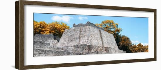 ¡Viva Mexico! Panoramic Collection - Maya Archaeological Site with Fall Colors - Edzna-Philippe Hugonnard-Framed Photographic Print