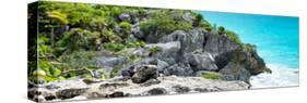 ¡Viva Mexico! Panoramic Collection - Mayan Archaeological Site with Iguana-Philippe Hugonnard-Stretched Canvas