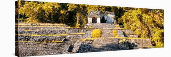 ¡Viva Mexico! Panoramic Collection - Mayan Ruins in Palenque with Fall Colors-Philippe Hugonnard-Stretched Canvas