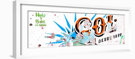 ¡Viva Mexico! Panoramic Collection - Orange SOL Sign Street Wall-Philippe Hugonnard-Framed Photographic Print