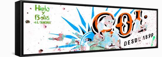¡Viva Mexico! Panoramic Collection - Orange SOL Sign Street Wall-Philippe Hugonnard-Framed Stretched Canvas