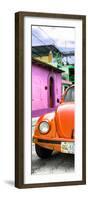 ¡Viva Mexico! Panoramic Collection - Orange VW Beetle Car and Colorful Houses-Philippe Hugonnard-Framed Photographic Print