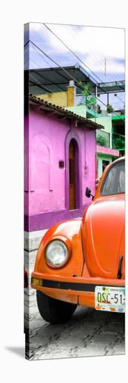 ¡Viva Mexico! Panoramic Collection - Orange VW Beetle Car and Colorful Houses-Philippe Hugonnard-Stretched Canvas