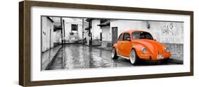 ¡Viva Mexico! Panoramic Collection - Orange VW Beetle Car in San Cristobal de Las Casas-Philippe Hugonnard-Framed Photographic Print