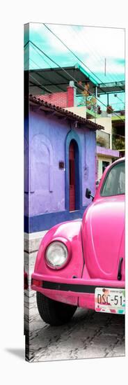 ¡Viva Mexico! Panoramic Collection - Pink VW Beetle Car and Colorful Houses-Philippe Hugonnard-Stretched Canvas