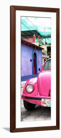 ¡Viva Mexico! Panoramic Collection - Pink VW Beetle Car and Colorful Houses-Philippe Hugonnard-Framed Photographic Print