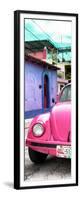 ¡Viva Mexico! Panoramic Collection - Pink VW Beetle Car and Colorful Houses-Philippe Hugonnard-Framed Photographic Print