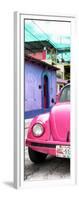 ¡Viva Mexico! Panoramic Collection - Pink VW Beetle Car and Colorful Houses-Philippe Hugonnard-Framed Photographic Print