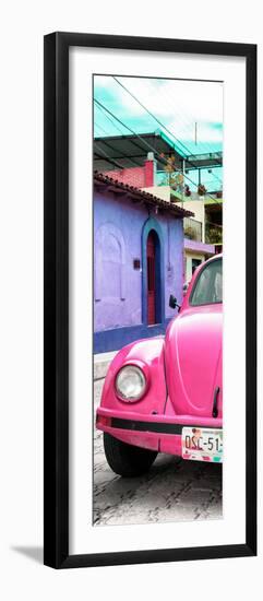 ¡Viva Mexico! Panoramic Collection - Pink VW Beetle Car and Colorful Houses-Philippe Hugonnard-Framed Premium Photographic Print