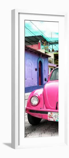 ¡Viva Mexico! Panoramic Collection - Pink VW Beetle Car and Colorful Houses-Philippe Hugonnard-Framed Photographic Print