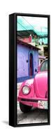 ¡Viva Mexico! Panoramic Collection - Pink VW Beetle Car and Colorful Houses-Philippe Hugonnard-Framed Stretched Canvas