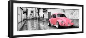 ¡Viva Mexico! Panoramic Collection - Pink VW Beetle Car in San Cristobal de Las Casas-Philippe Hugonnard-Framed Photographic Print