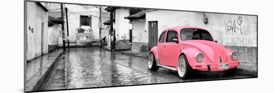 ¡Viva Mexico! Panoramic Collection - Pink VW Beetle Car in San Cristobal de Las Casas-Philippe Hugonnard-Mounted Photographic Print