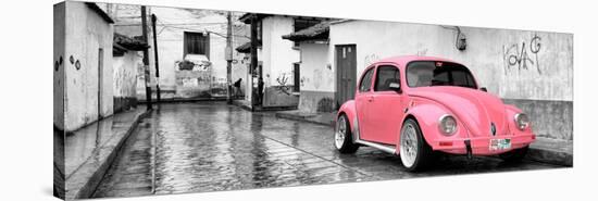 ¡Viva Mexico! Panoramic Collection - Pink VW Beetle Car in San Cristobal de Las Casas-Philippe Hugonnard-Stretched Canvas