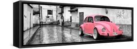 ¡Viva Mexico! Panoramic Collection - Pink VW Beetle Car in San Cristobal de Las Casas-Philippe Hugonnard-Framed Stretched Canvas