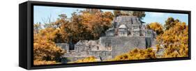 ¡Viva Mexico! Panoramic Collection - Pyramid in Mayan City of Calakmul with Fall Colors-Philippe Hugonnard-Framed Stretched Canvas