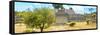 ¡Viva Mexico! Panoramic Collection - Pyramid of Cantona Archaeological Ruins-Philippe Hugonnard-Framed Stretched Canvas