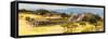 ¡Viva Mexico! Panoramic Collection - Pyramid of Monte Alban with Fall Colors V-Philippe Hugonnard-Framed Stretched Canvas