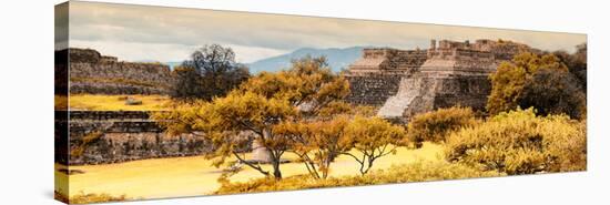 ¡Viva Mexico! Panoramic Collection - Pyramid of Monte Alban with Fall Colors-Philippe Hugonnard-Stretched Canvas